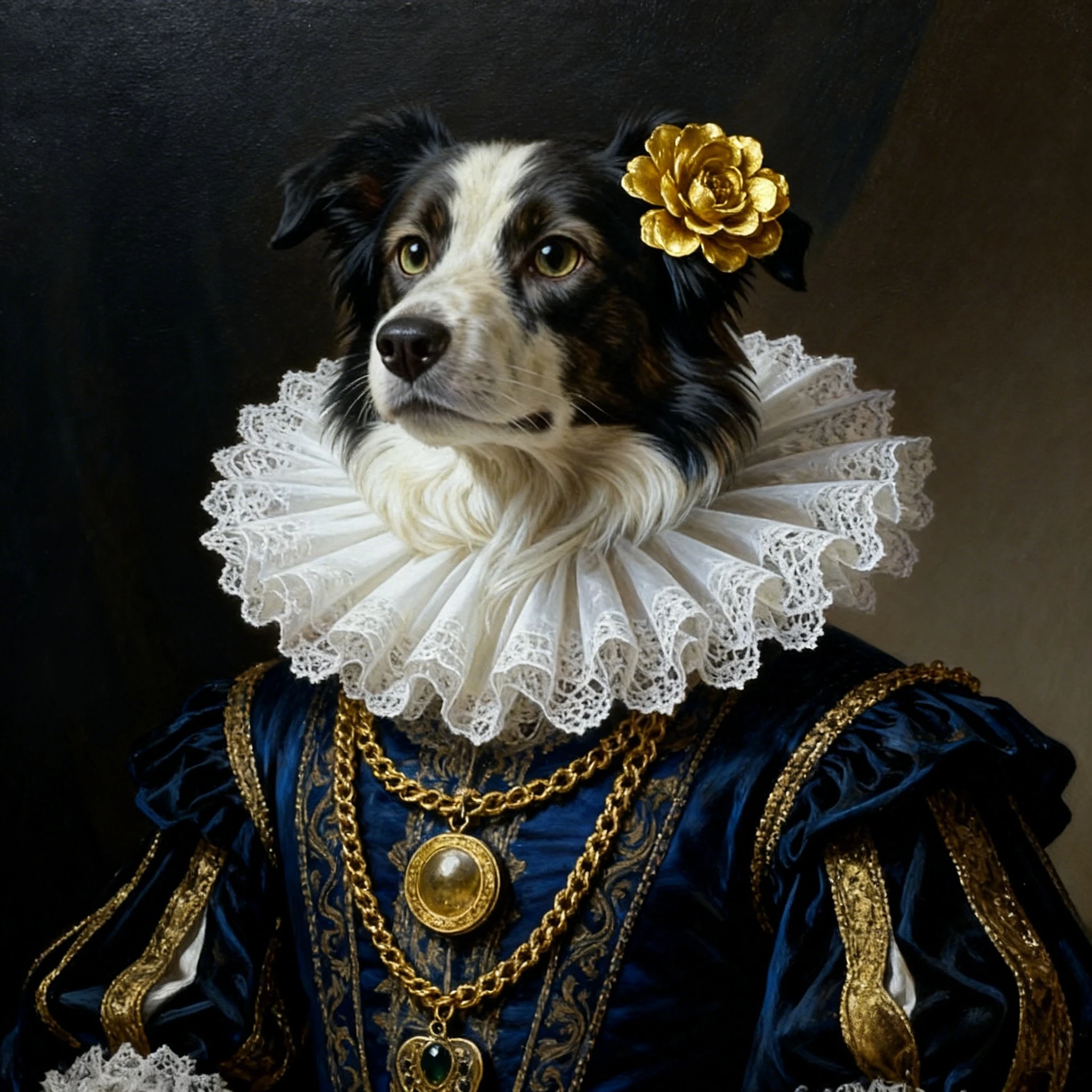 ATUBAN Retrato personalizado de reina de perro, pintura de perro real, regalo para amantes de las mascotas, retrato real, pintura de regalo de retrato de mascota, regalo del Día del Padre