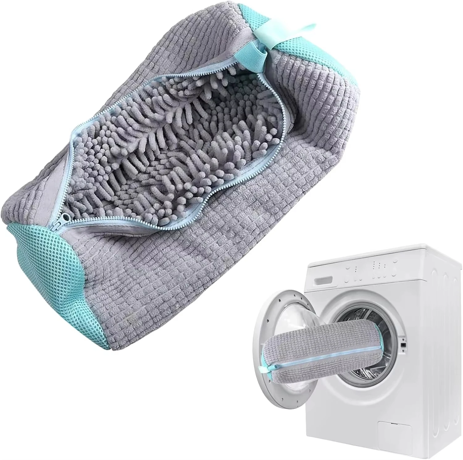 Bolsa para lavar zapatos, bolsas para lavandería con cierre de cremallera, bolsa para limpiar zapatos, zapatos, lavandería, zapatillas de deporte de fibras esponjosas