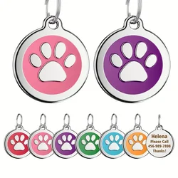 Etiqueta de identificación con pata redonda para perros y gatos