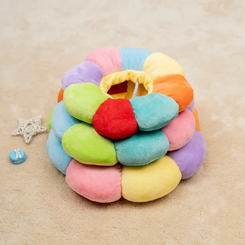 Collares isabelinos para gatos con flores de arcoíris, Collar de recuperación de cono para el cuello de perro y mascota, anillo médico protector antimordida para el cuello, accesorios para mascotas - imagen 3