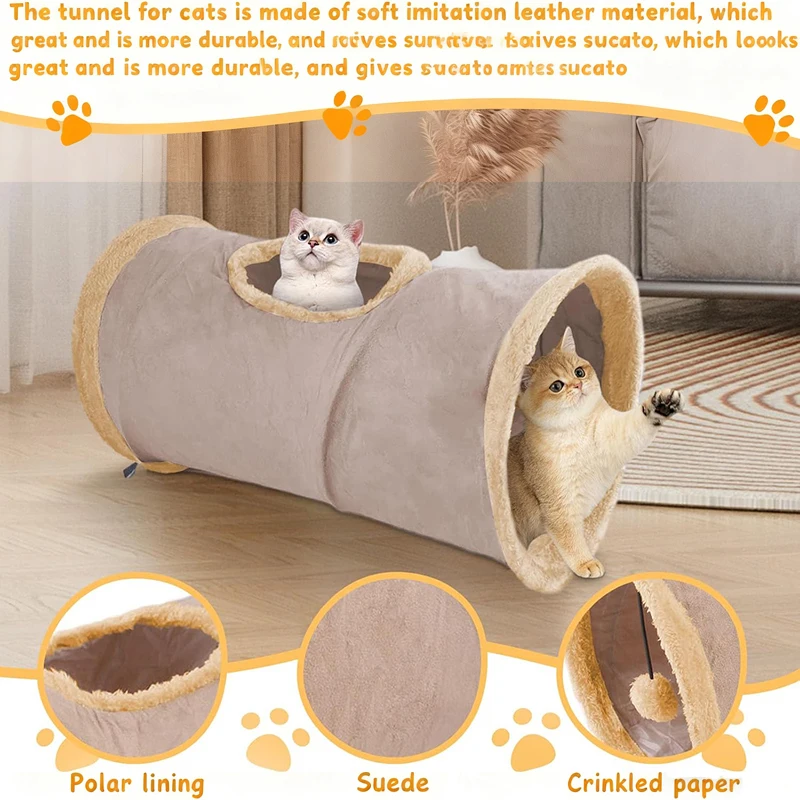 Túnel para gatos, túnel de juguete plegable expandible para gatos con pelota de juego para gatos, cachorros, conejos o animales pequeños, conejillos de indias - imagen 4