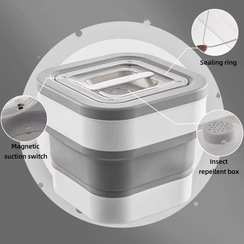 Contenedor plegable de almacenamiento de alimentos para perros y gatos, contenedor plegable de comida para mascotas con tapas, caja de sellado, cajas de almacenamiento de granos de cocina - imagen 3