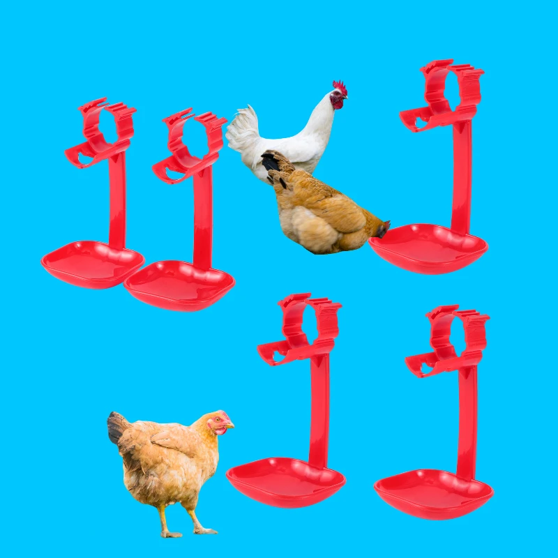 50 Uds. Taza automática para beber pollo, bebedero para palomas, taza colgante roja de plástico, bebedero para granja aves de corral, herramienta automática para beber