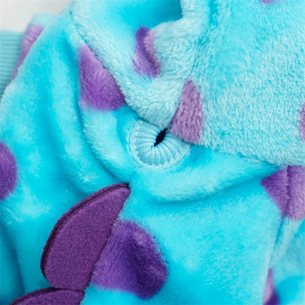 Abrigo dinosaurio para gato mediano – Cálido con capucha azul - imagen 2