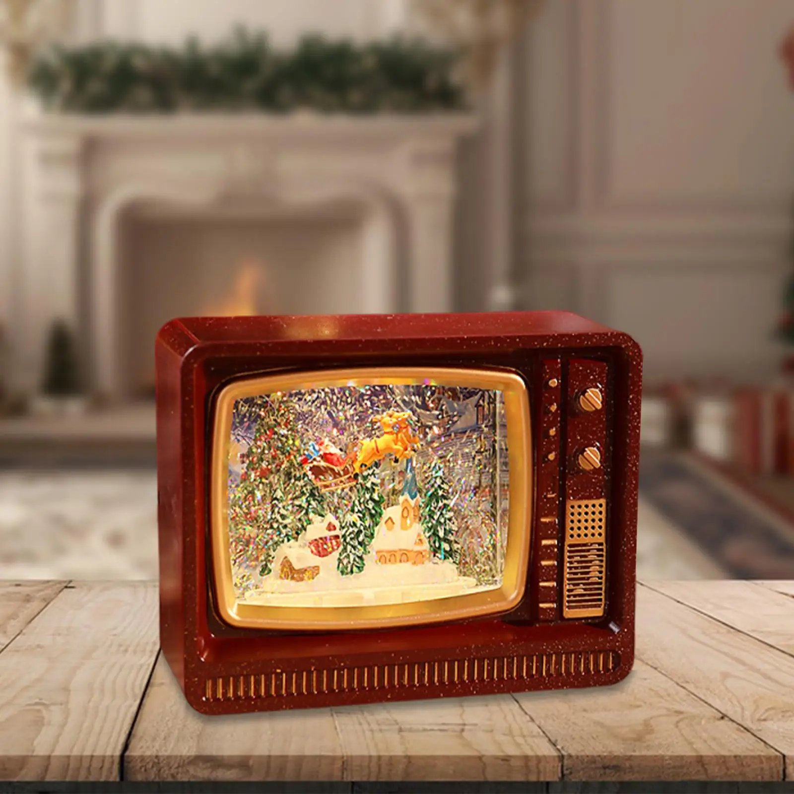 Christmas Music Box Musical Table Centerpiece Gifts Xmas Decoration TV Shaped for Party Bar NightStand Home Table