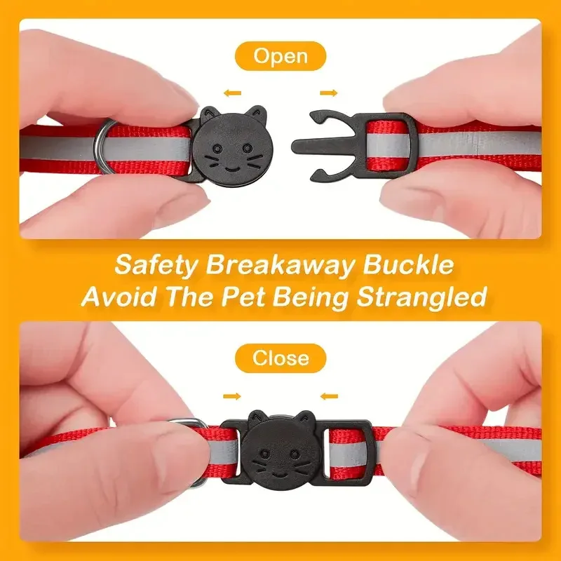 Collar seguro personalizado para gatos con pajarita y campana, Collar de nailon para mascotas con etiqueta de identificación, nombre grabado y etiqueta de número de teléfono para gatos y perros - imagen 3