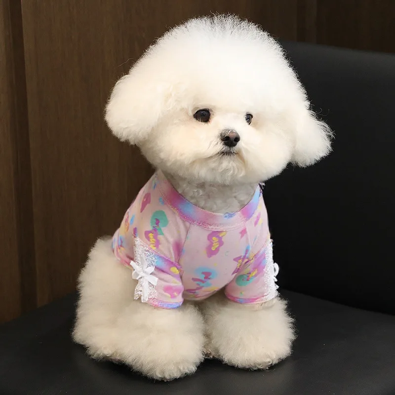 Spring Lace Short Sleeved Cat Pet Mesh Clothes Dog Sunscreen Shirt Puppy Clothes Cooling Vest for Dog