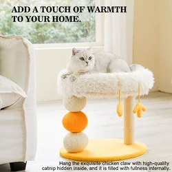 Cama compacta para gatos de dos pisos, plataforma para saltar para gatos, pollito amarillo, árbol para gatos con área de anidación, rascador para gatos y cama para gatos, combinación divertida