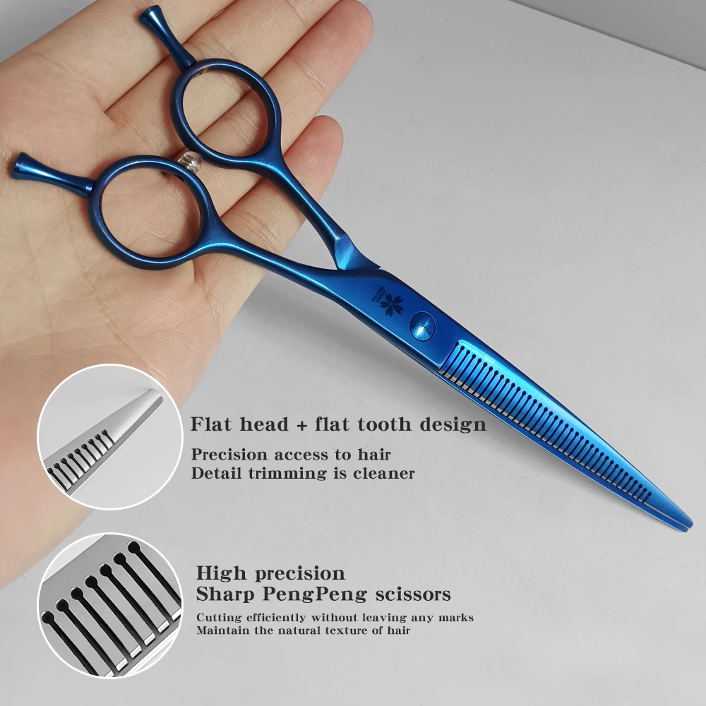 Tijeras de adelgazamiento esponjosas integrales JP440C de 7,25 pulgadas, tijeras de adelgazamiento 50%, tijeras mágicas Pengpeng, corte de pelo para peluquero de mascotas - imagen 3