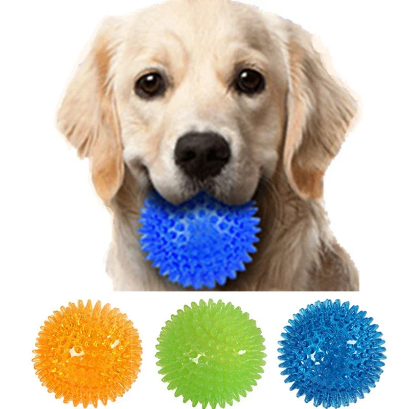 Pet Dog Toys Cat Puppy Sounding Toy Polka Squeaky Tooth Cleaning Ball TPR Training Pet Teeth Chewing Toy Thorn Balls Accessories - imagen 2