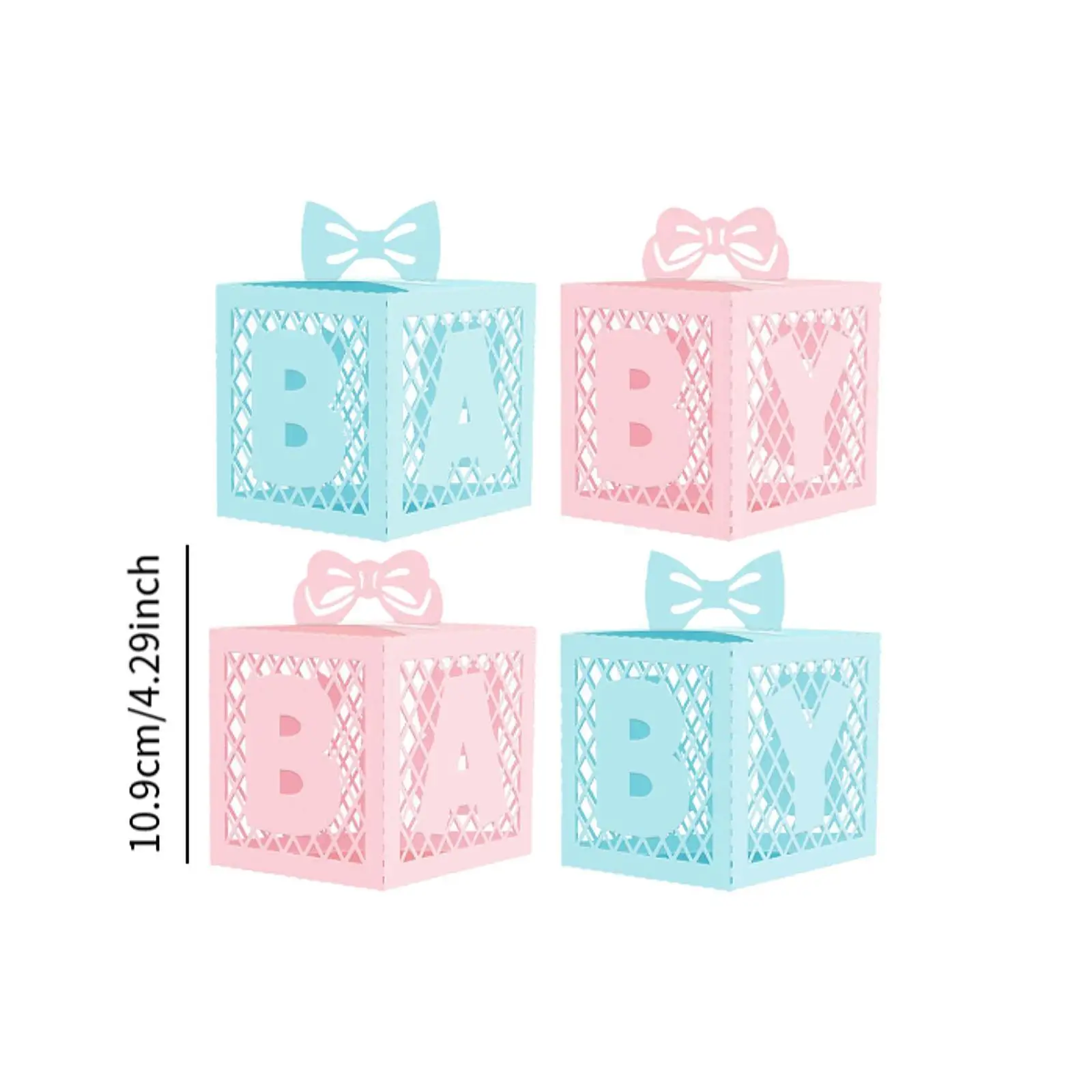 Set of 4 Baby Boxes with Letters, Block Pattern, Box Decoration