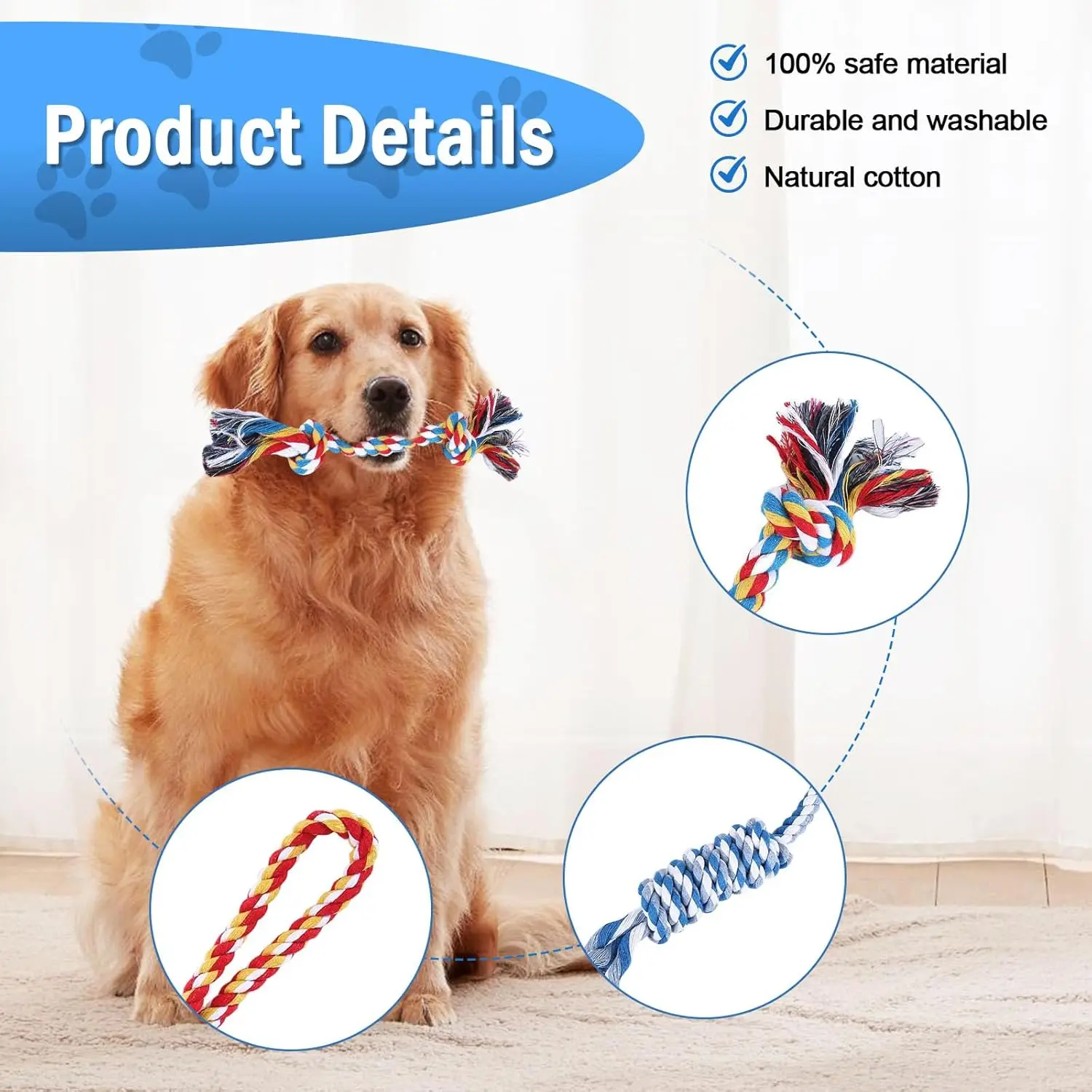 Juguetes interactivos de cuerda con nudos para cachorros - imagen 5
