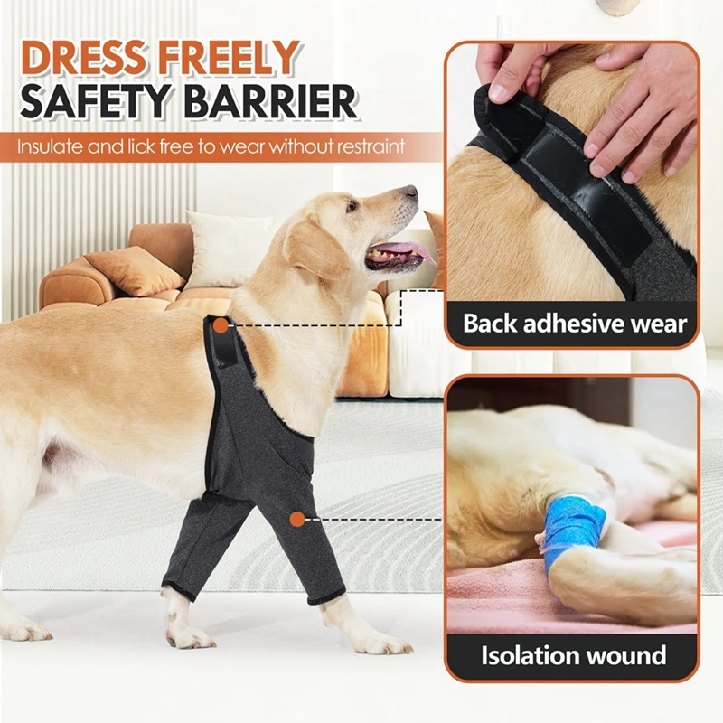 Rodilleras para mascotas, soporte para perro, envoltura para articulación de pierna delantera, transpirable, recuperación de lesiones, funda protectora antilamer para perros - imagen 5