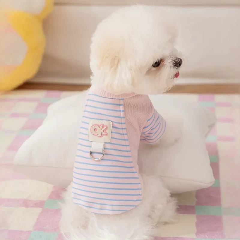 Camiseta a rayas con anilla para perro y gato – Suéter cálido de primavera - imagen 3