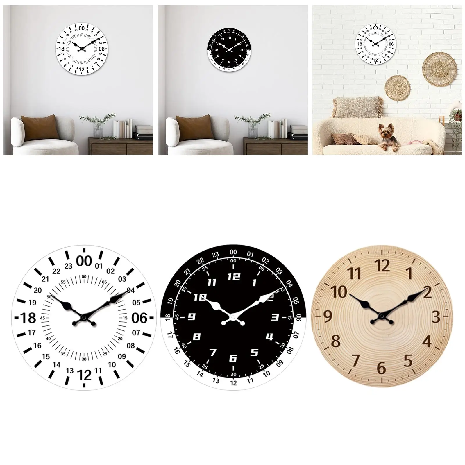 Reloj de pared elegante y silencioso para decoración del hogar, punteros de esfera para habitación de niños, arte de pared para entrada, cocina, sala de estar interior