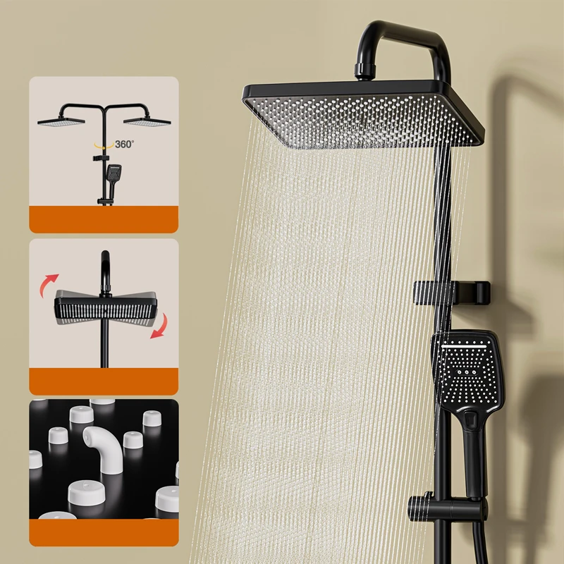 Juego completo de ducha de baño, sistema de ducha de bañera, juegos de ducha LED de temperatura Digital de lluvia, grifo de ducha mezclador frío y caliente - imagen 2