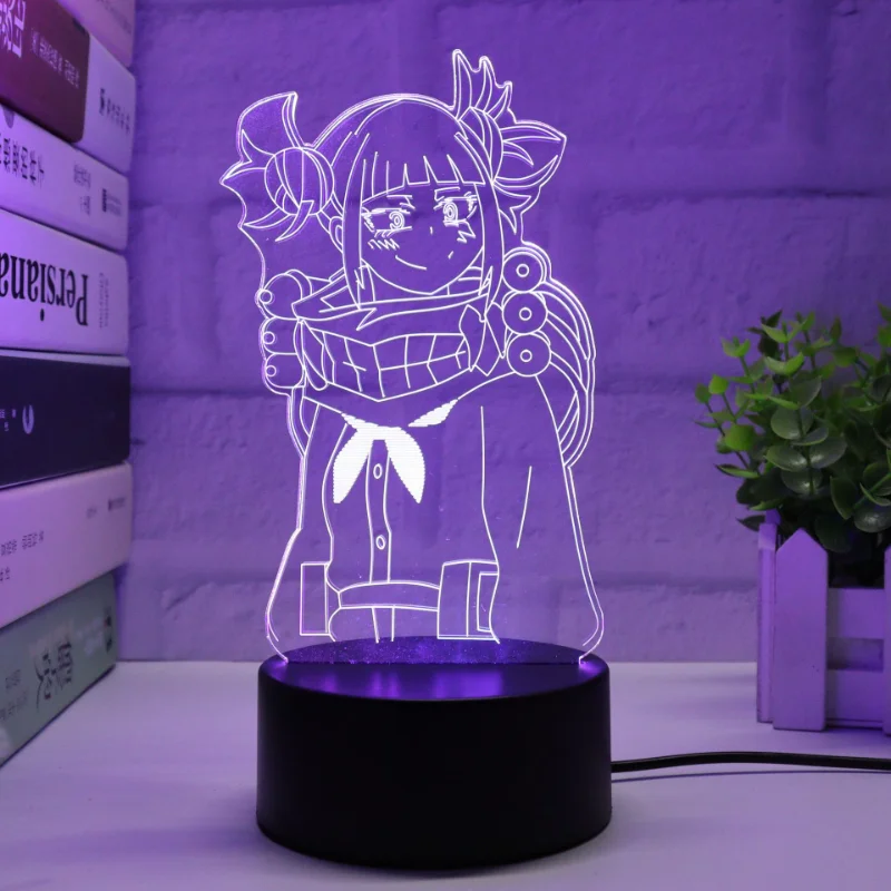 Lámpara LED en decoración de dormitorio de anime
