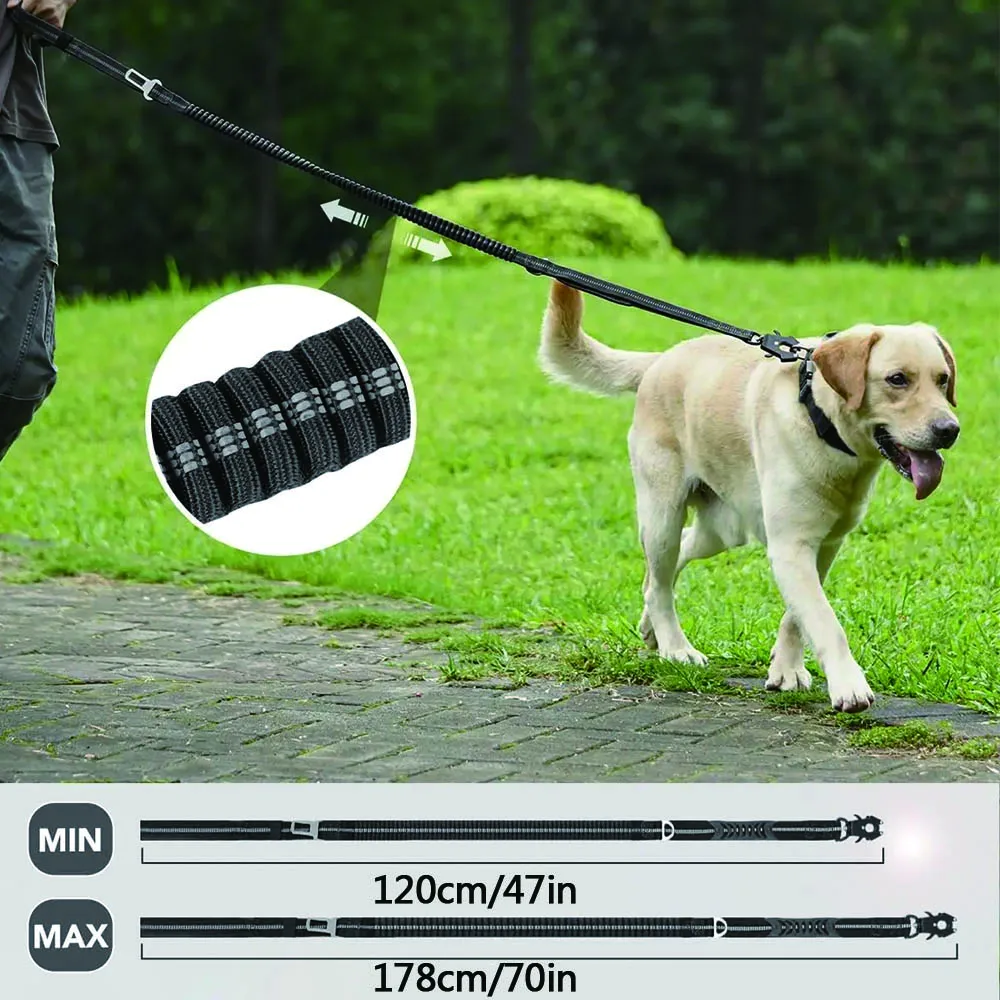 Correas reflectantes que absorben los golpes para mascotas con cinturón de seguridad de coche para perros grandes, correa elástica táctica resistente para perros, Clip de seguridad - imagen 5