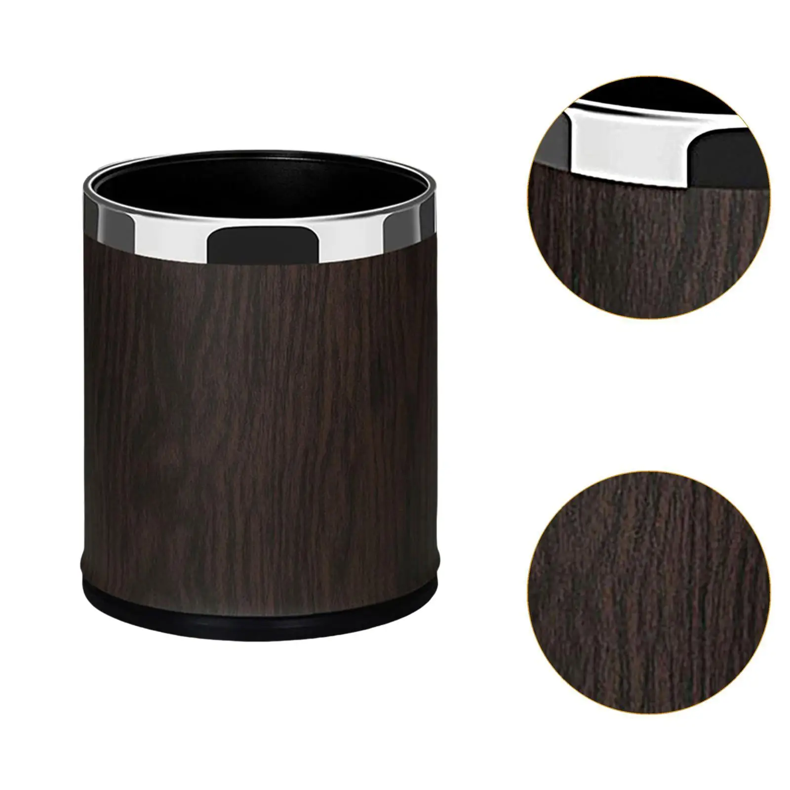 Wood Grain Trash Can Dustbin Modern Simple Lightweight Waste Can Garbage Can for Restroom Dorm Office Living Room Restaurant