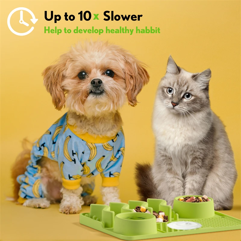 Alfombrilla para lamer perros con ventosas y tazón de acero inoxidable, alimentación lenta para gatos, baño, entrenamiento de aseo, aliviar la ansiedad de las mascotas - imagen 3