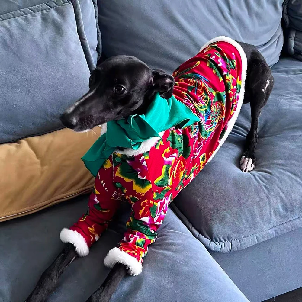 Abrigo de lana para galgo italiano: chaqueta invernal de flores - imagen 4