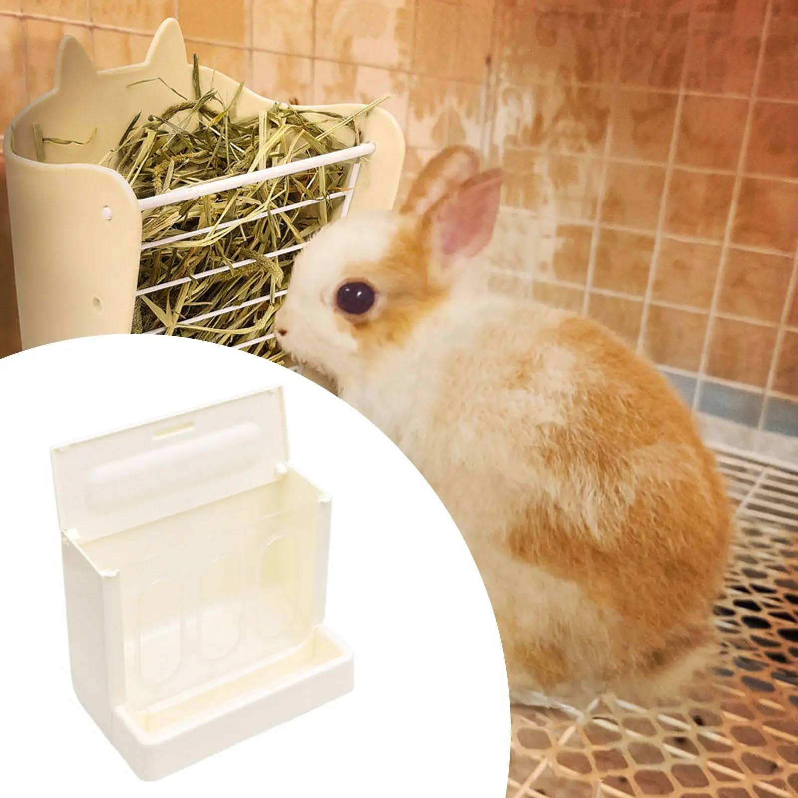 Rabbit Hay Feeder, Cage Accessories, with Lid, Feeding Tool, Hay Rack for Chinchillas, Guinea Pig Hamster Small Animals Bunnies