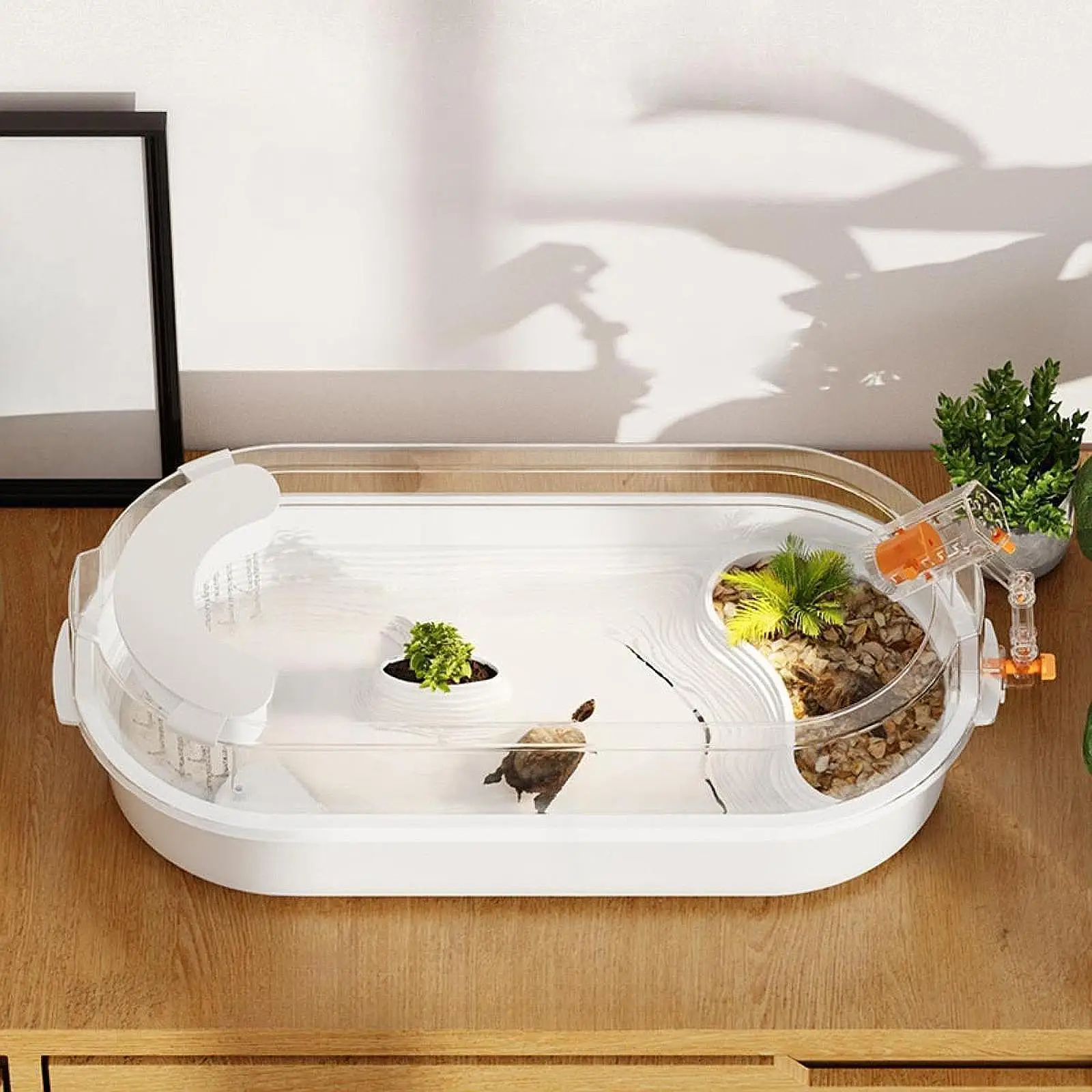 Turtle Tank Aquarium with Platforms,Resting Breeding Hatching Area Supplies,Pet Terrariums Reptile Habitat for Small Reptile