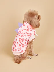 Sudadera con capucha rosa para perros y gatos – picos de dinosaurio 3D