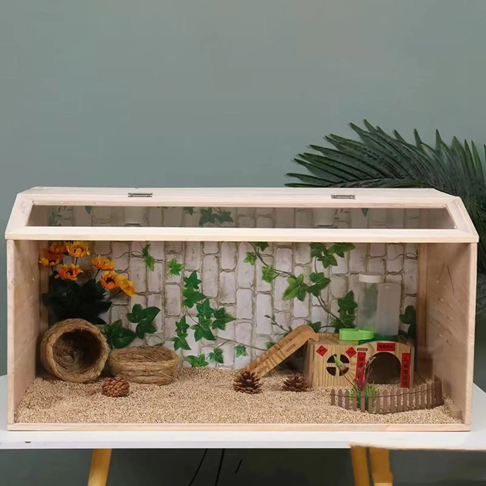Chicken Brooder Box Hamster Cage Wood Ornamental Small Chicken Coop Hamster Breeding Box for Duck Mouse Chinchillas Sleeping