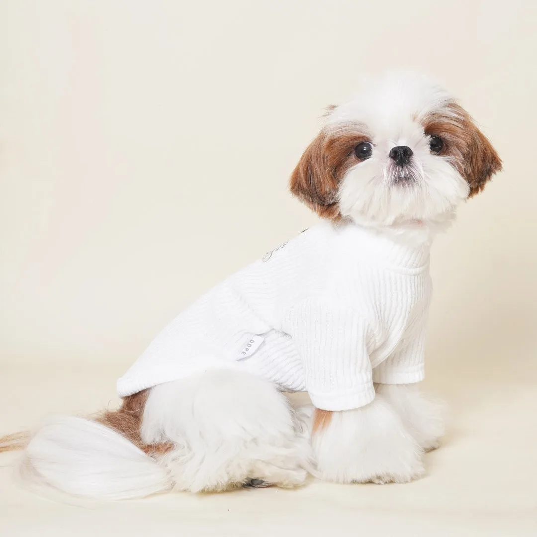 Camisa Base blanca de cuello alto para otoño e invierno, camiseta de Teddy Yorkshire, chaleco para perro, ropa para cachorro, ropa para perros pequeños - imagen 3