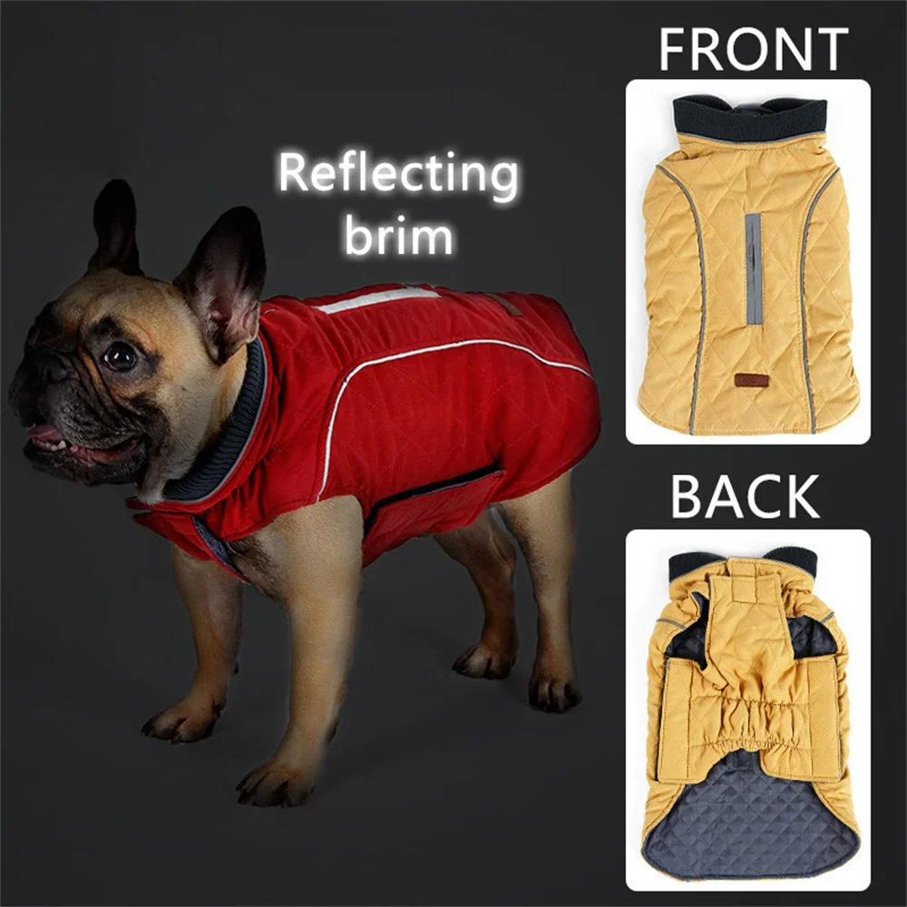 Abrigo de estilo Retro para mascotas Bulldog Francés, chaqueta de invierno cálida para perros grandes, ropa para perros medianos y grandes, ropa para mascotas Pug Bull Terrier - imagen 5