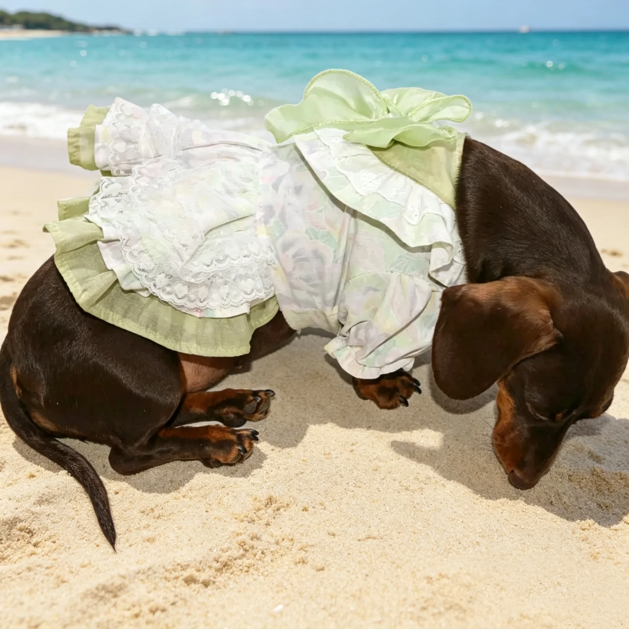 Conjunto vestido y sombrero floral para perro salchicha – Primavera-Verano - imagen 4