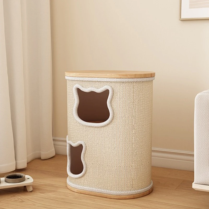Árbol para gatos de madera maciza, rascador creativo de torre para gatos, poste rascador para gatitos, accesorios para gatos, casa de juguetes, suministros para gatos y gatitos