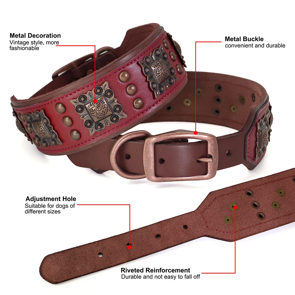 Collar con púas de cuero para Pitbull y Pastor Alemán - imagen 3