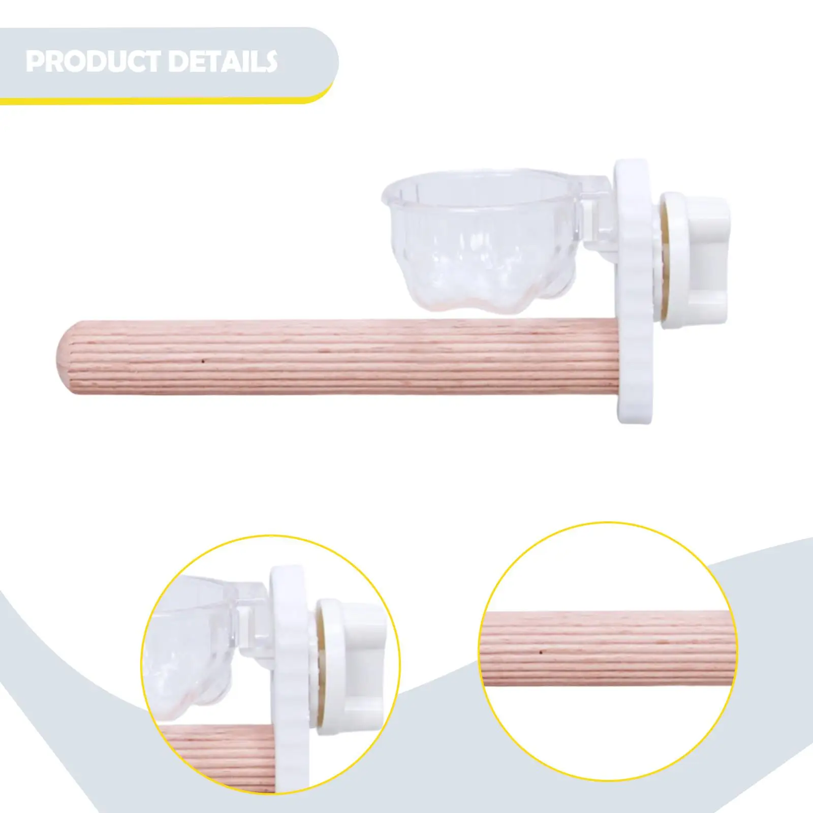 Soporte de percha para pájaros de madera dura, jaula antideslizante, accesorio, taza de alimentación para loros, periquito, Conure, cacatúa - imagen 5