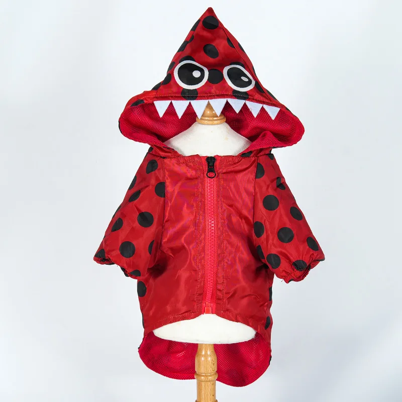 Chubasquero para perro bonito, impermeable, para exteriores, rojo y amarillo, Abrigo con capucha de dos patas para perros, equipo meteorológico divertido y Adorable para mascotas