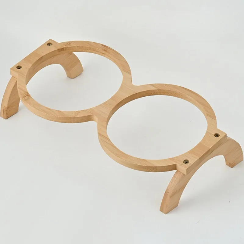 Cuencos de cerámica para comida de gatos elevados de madera, vajilla para mascotas, gatito, cachorro, tazón doble para beber de acero inoxidable, contenedor alimentador para perros - imagen 2