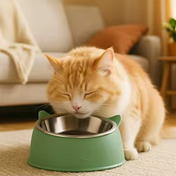 1 cuenco para gatos, cuenco creativo encantador inclinado para gatitos y cachorros, cuencos de alimentación de acero inoxidable, alimentador para beber para gatos, comederos para perros y gatos