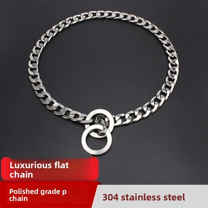 Stainless Steel P Chain Collars Flat Welded Polished Non-clipped Dog Training Collar Pet Products Dog Supplies - imagen 2