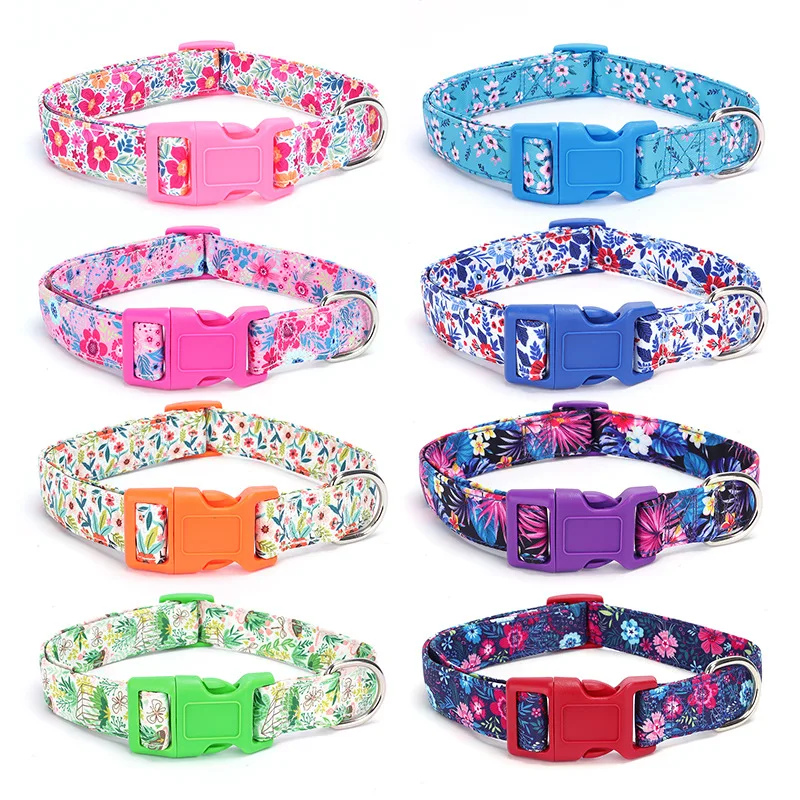 Collar de nailon para perro, Collar ajustable con estampado Floral para cachorro, productos para mascotas para perros pequeños, medianos y grandes, artículo para Chihuahua Bulldog Francés - imagen 3