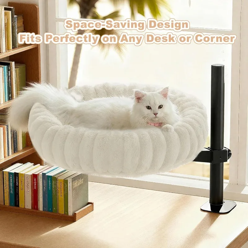 Hamaca de escritorio para gatos con felpa ajustable y segura - imagen 3