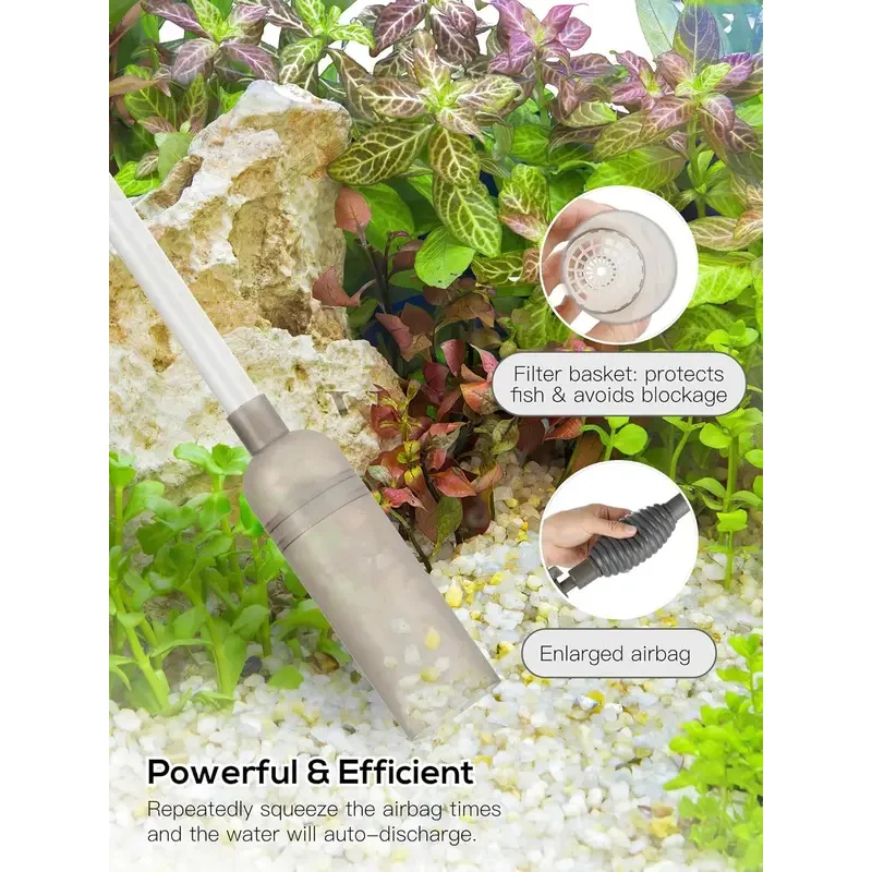 Aspirador de sifón para acuario, cambiador de agua para pecera, cambiador de agua Manual, limpiador de bomba de acuario semiautomático - imagen 5