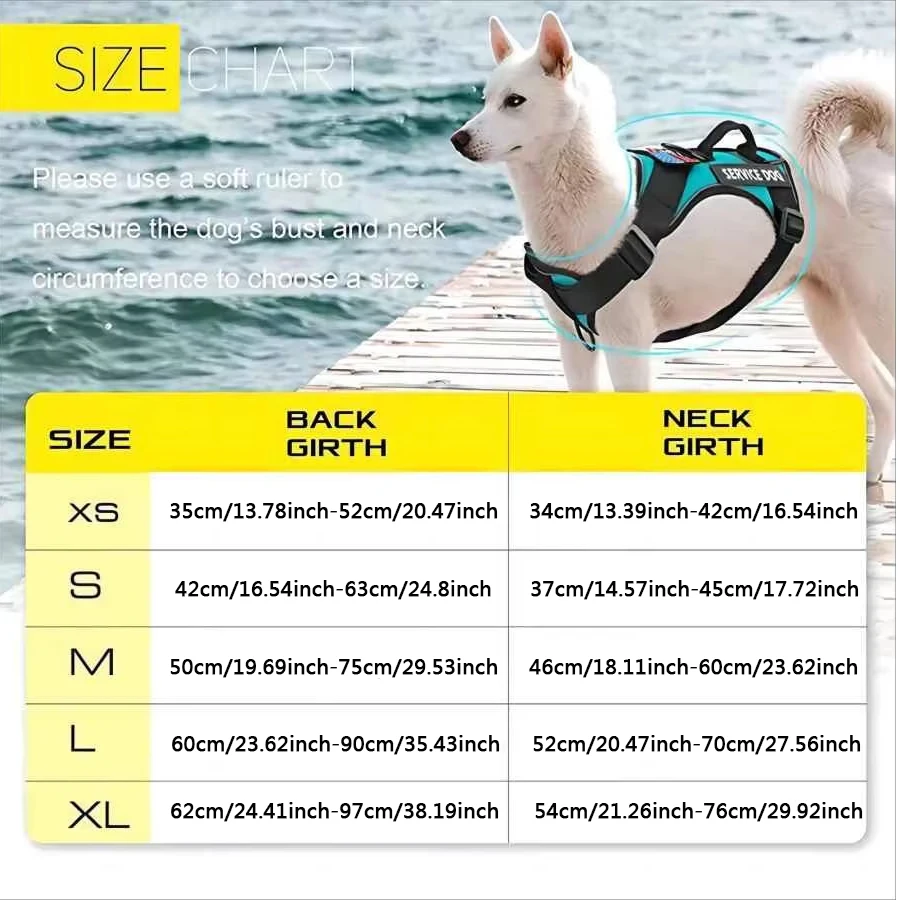 Chaleco reflectante para perro guía – Ajustable con parches identificativos - imagen 2