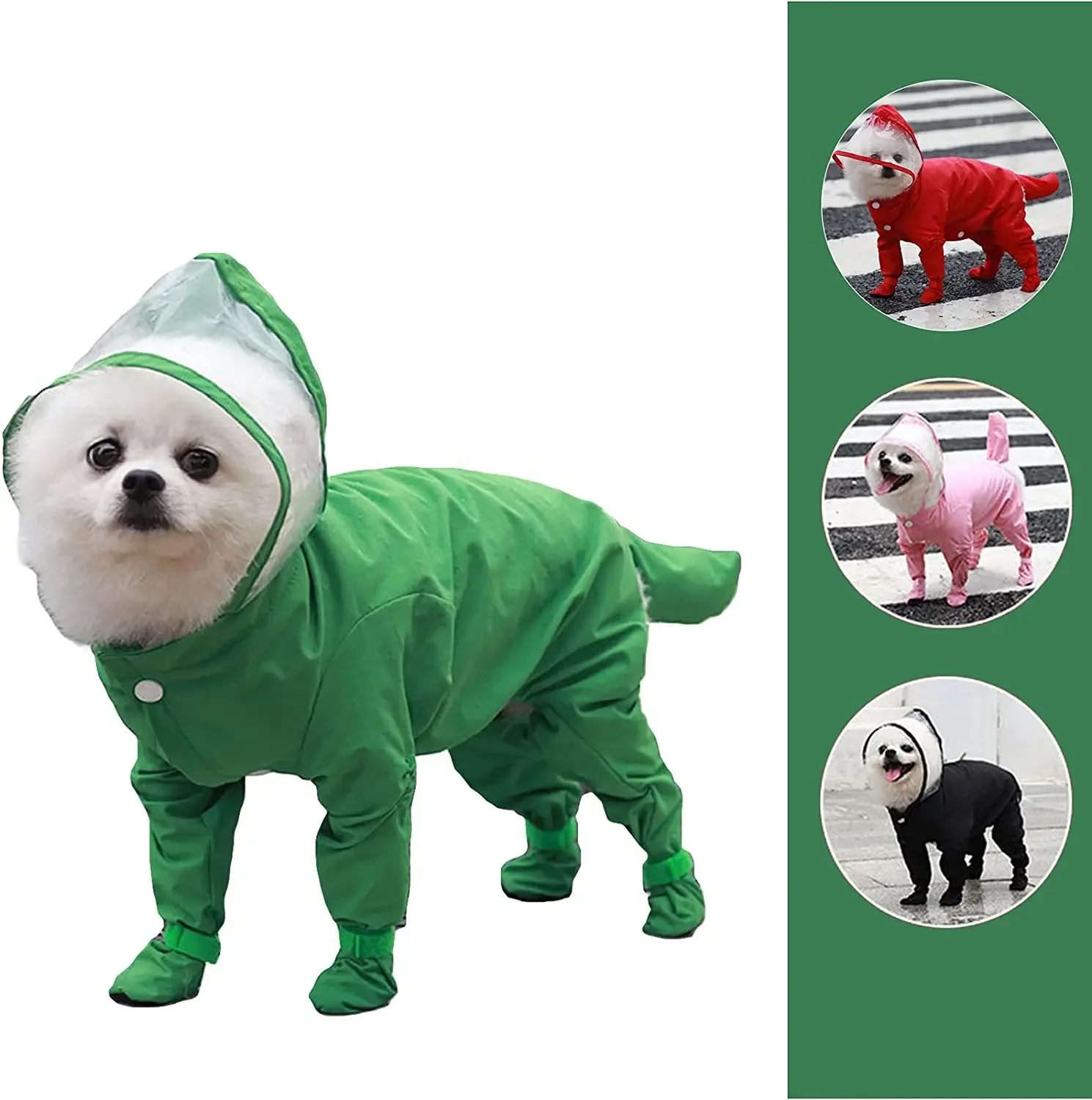 Chubasquero para perros, chaqueta impermeable para mascotas, para perros pequeños, medianos y grandes, cobertura de cuerpo completo con sombrero