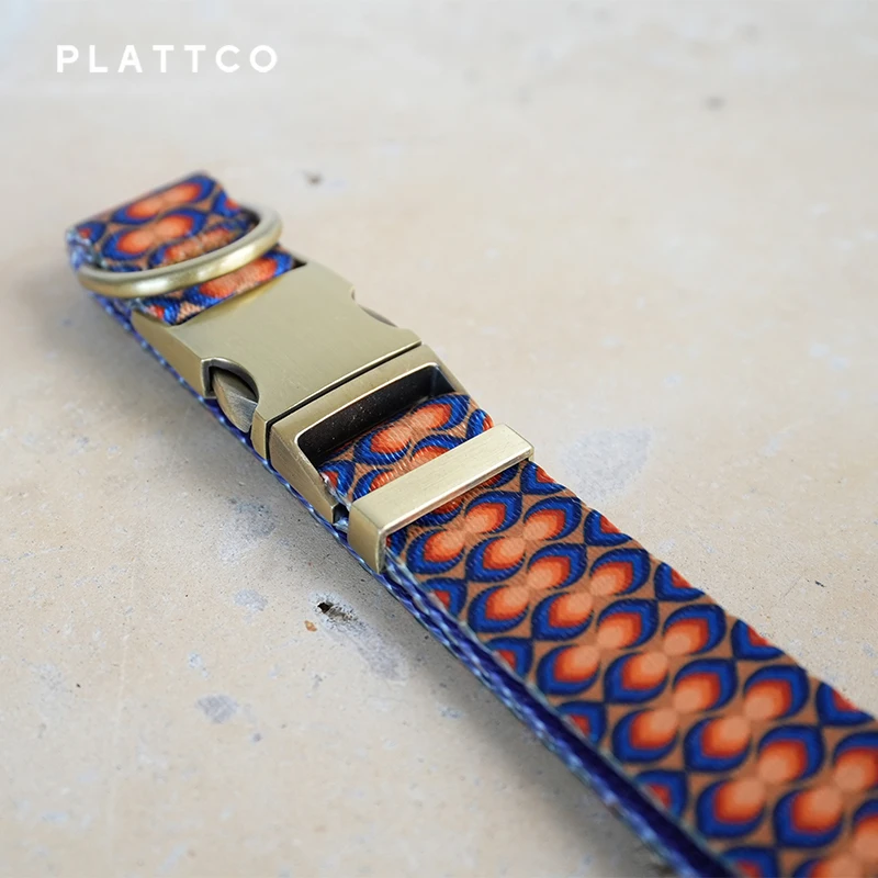 PLATTCO-collar de perro de diseño único, llama de vela impresa con hebilla de bronce de alta calidad, 5 tamaños, PDC363Br - imagen 5