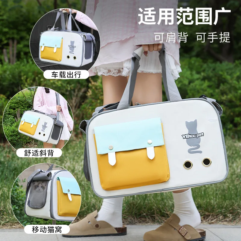 Bolsa portátil para gatos, bolsa oblicua portátil de gran capacidad, ventilada, transpirable, antiestrés, bolsas para mascotas de gran tamaño - imagen 3