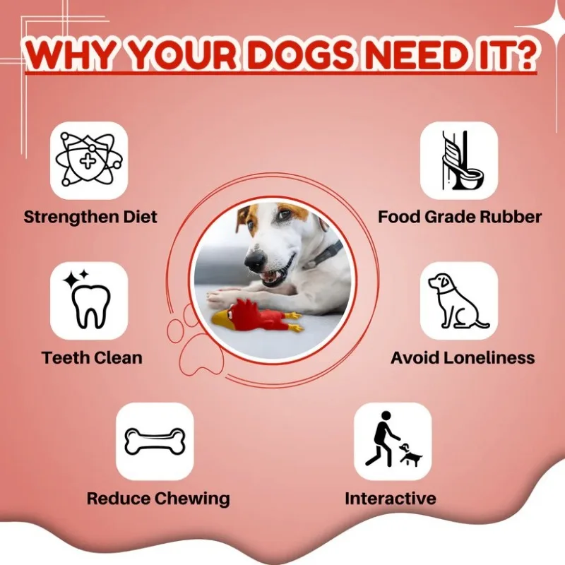 Los juguetes para perros hacen un sonido, juguete para perros de pollo, masticar de látex duradero para razas pequeñas a medianas, juego interactivo y salud dental - imagen 3