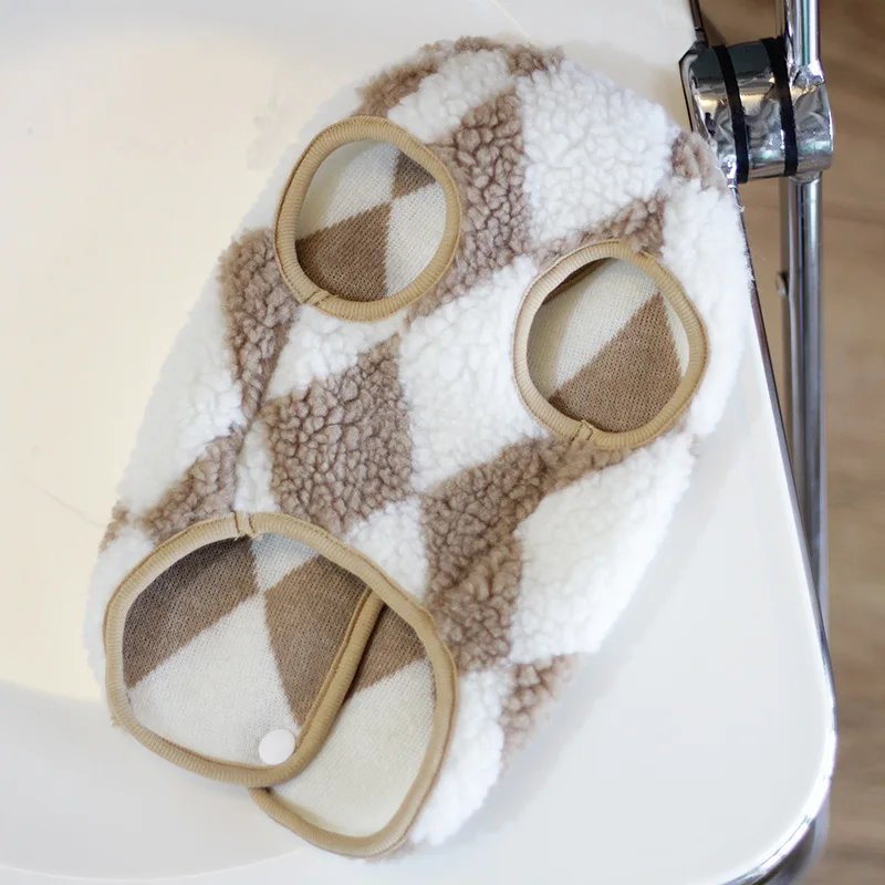 Chaleco de invierno de lana a cuadros para perros y gatos, abrigo cálido de algodón para mascotas, chaqueta para cachorros, Chihuahua, Yorkshire y suéter para gatos Sphynx - imagen 5