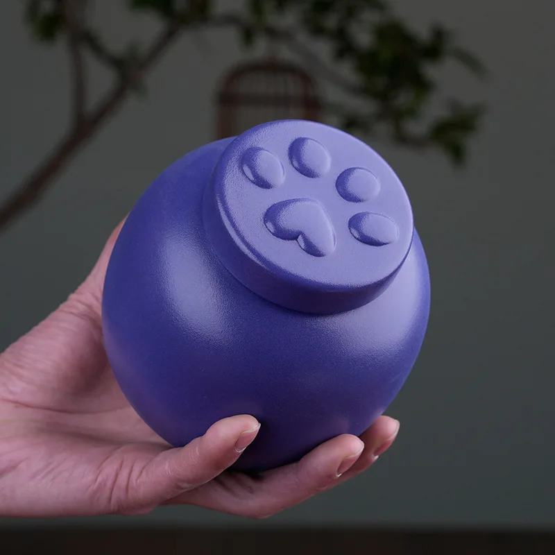 Urnas de cerámica con estampado de pata para mascotas, cenizas, memoriales funerarios, urna funeraria de animales, recuerdo de cremación, caja de cenizas para cachorros, recuerdo de gato decantado