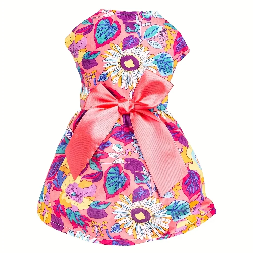 Ropa fina de verano para perro, vestido de princesa con estampado de flores, vestidos para mascotas a la moda para perros pequeños, medianos y grandes
